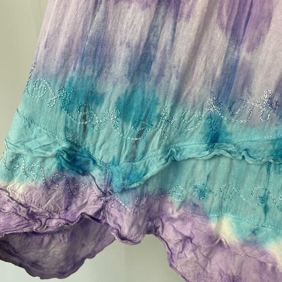 Boho Mini Dress One Size Trapeze Swing Tie Dye Festival Fairy Grunge Lagenlook - Picture 10 of 14